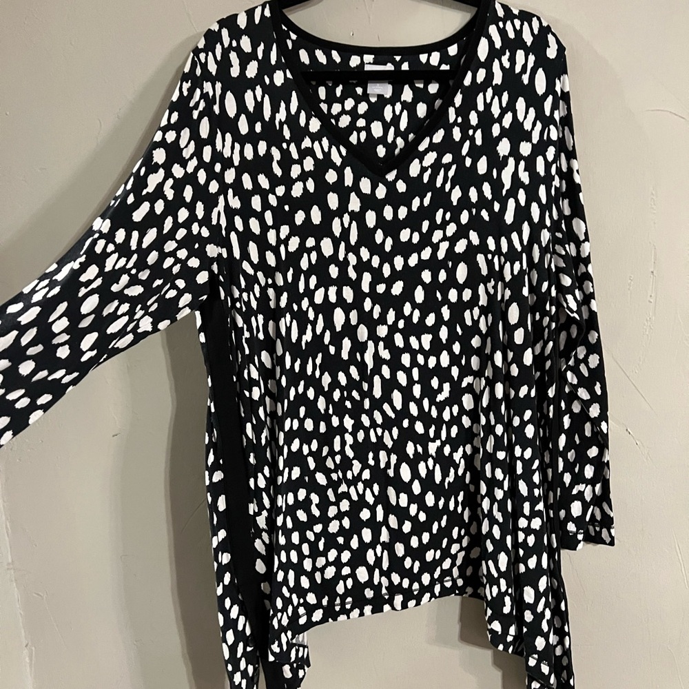 Chico's Black and White Patterned Blouse
